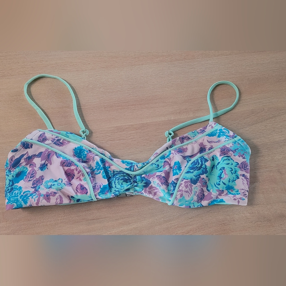 For Love And Lemons Kauai Swim Top - Purple and Blue Floral